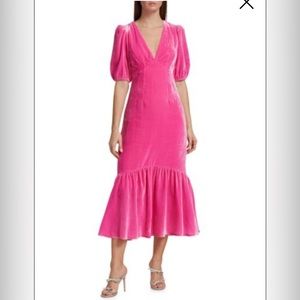 NWT RHODE Ester Velvet Puff Sleeve Midi